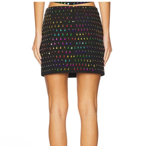 NWT MILLY Modern Mini Sequins Beaded Skirt Black & Rainbow $325 Revolve 0 - Picture 3 of 8